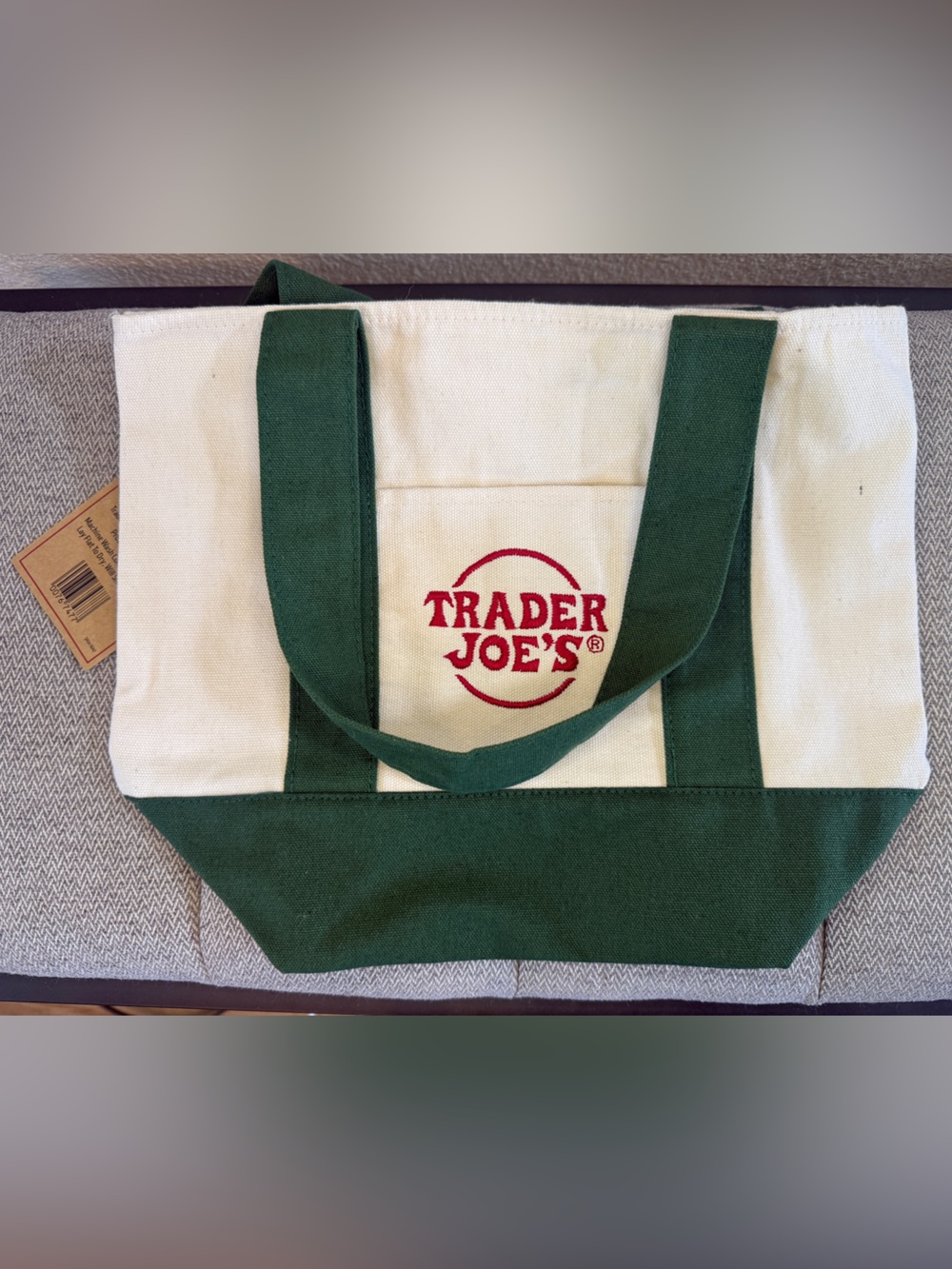Trader Joe's Mini Canvas Tote Bag Set - Blue and Green (2) - Picture 7 of 12